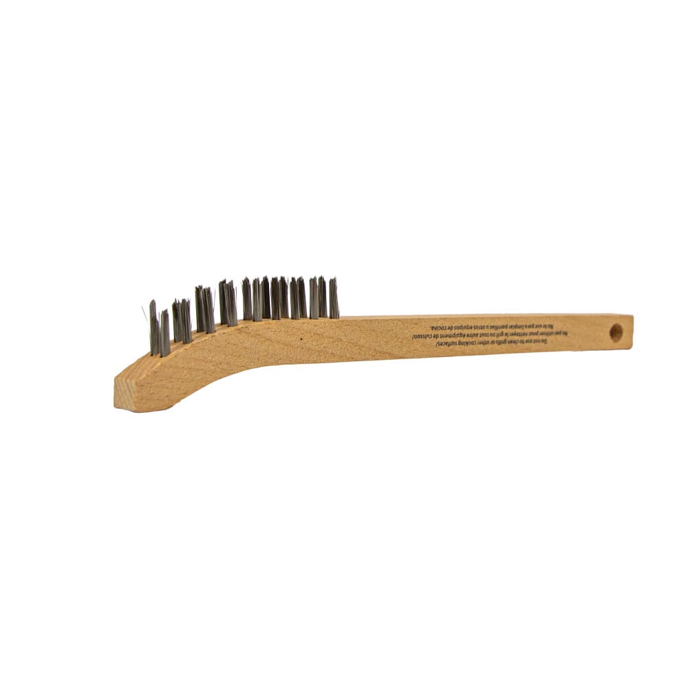 Scratch Brush with Curved Handle, Stainless, 2 x 9 Rows